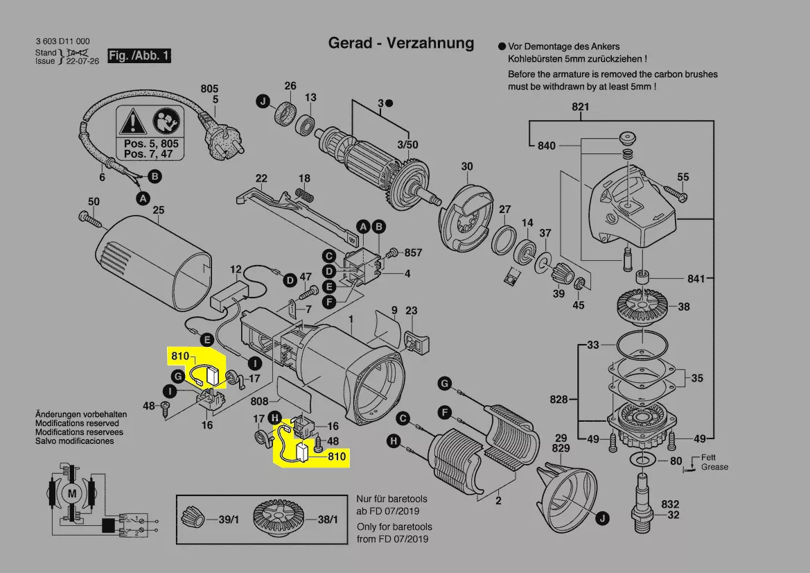 Balais charbon 1 619 P01 812 BOSCH